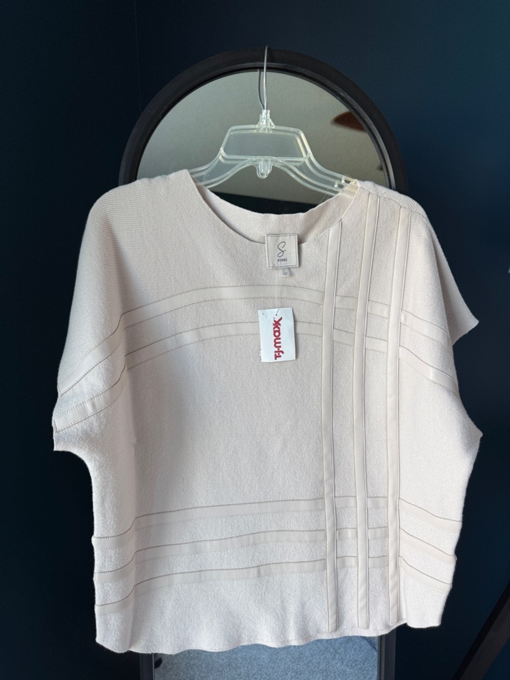 Sioni Mushroom/ Cream Textured Knit Tunic